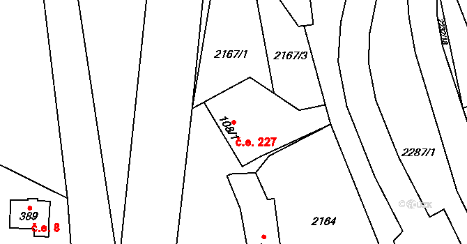 Nespeky 227 na parcele st. 108/1 v KÚ Nespeky, Katastrální mapa