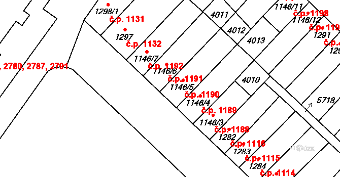 Břeclav 1190 na parcele st. 1146/5 v KÚ Břeclav, Katastrální mapa