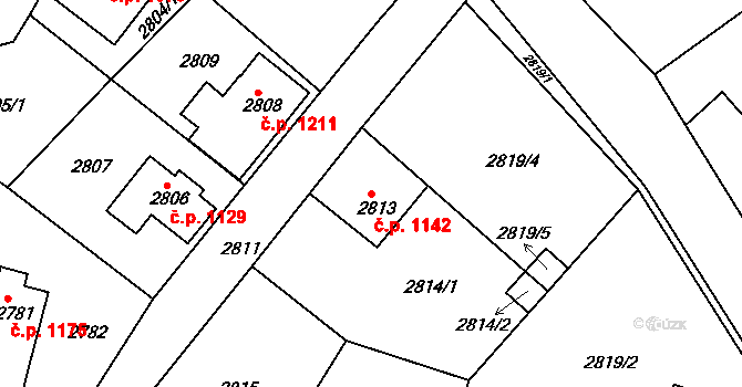 Smržovka 1142 na parcele st. 2813 v KÚ Smržovka, Katastrální mapa
