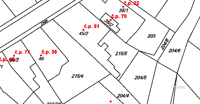 Olešnice 31 na parcele st. 45/1 v KÚ Olešnice nad Cidlinou, Katastrální mapa