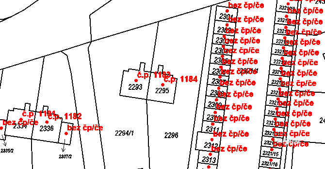 Sokolov 1184 na parcele st. 2295 v KÚ Sokolov, Katastrální mapa