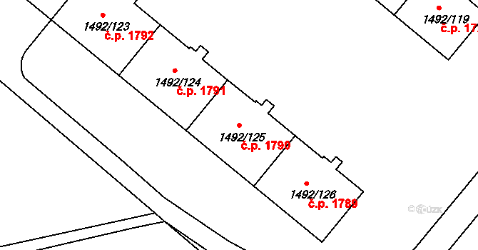 Sokolov 1790 na parcele st. 1492/125 v KÚ Sokolov, Katastrální mapa