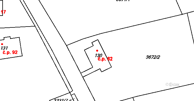 Jílové 82 na parcele st. 130 v KÚ Jílové u Děčína, Katastrální mapa