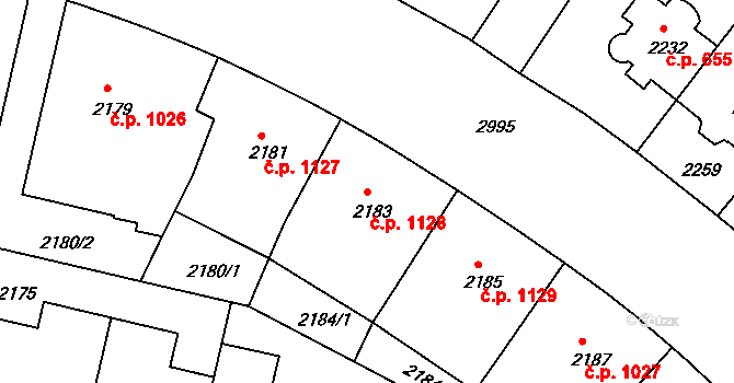 Nusle 1128, Praha na parcele st. 2183 v KÚ Nusle, Katastrální mapa