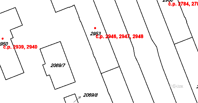 Hodonín 2946,2947,2948 na parcele st. 2953 v KÚ Hodonín, Katastrální mapa