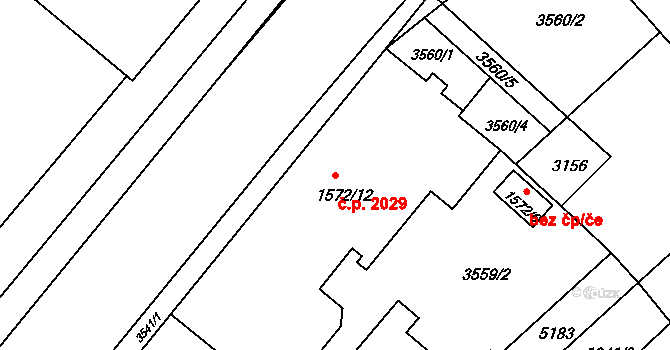 Kroměříž 2029 na parcele st. 1572/12 v KÚ Kroměříž, Katastrální mapa