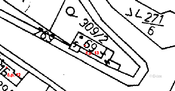 Dolní Rokytá 13, Rokytá na parcele st. 69 v KÚ Dolní Rokytá, Katastrální mapa