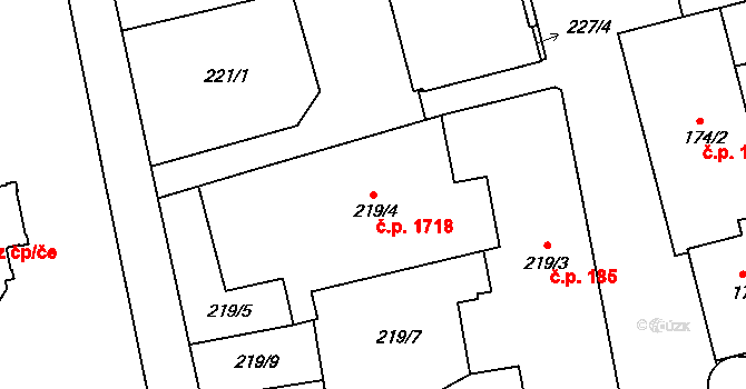 Rychnov nad Kněžnou 1718 na parcele st. 219/4 v KÚ Rychnov nad Kněžnou, Katastrální mapa