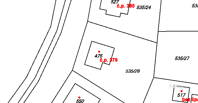 Řečany nad Labem 379 na parcele st. 475 v KÚ Řečany nad Labem, Katastrální mapa