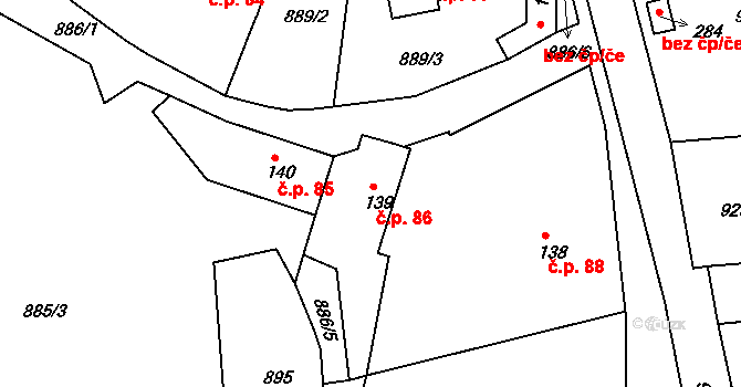 Lokot 86, Rychnov nad Kněžnou na parcele st. 139 v KÚ Lipovka u Rychnova nad Kněžnou, Katastrální mapa