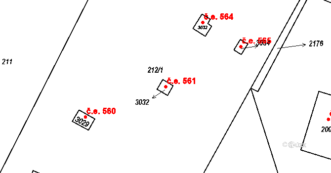Úšovice 561, Mariánské Lázně na parcele st. 3032 v KÚ Úšovice, Katastrální mapa