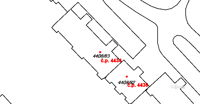 Poruba 4434, Ostrava na parcele st. 4408/83 v KÚ Poruba-sever, Katastrální mapa