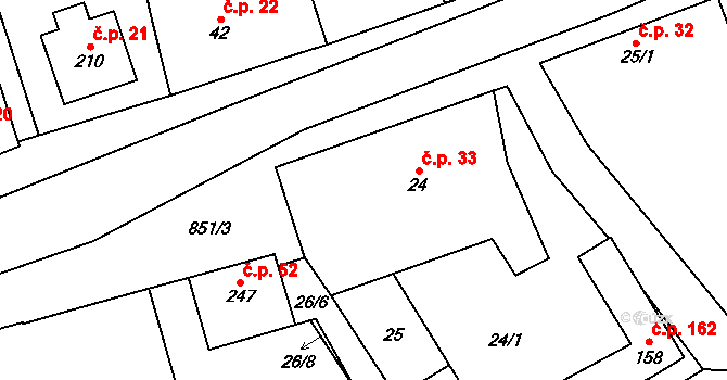 Heroltice 33, Hoštice-Heroltice na parcele st. 24 v KÚ Heroltice, Katastrální mapa