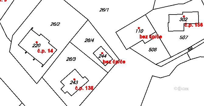 Znojmo 40963497 na parcele st. 244 v KÚ Mramotice, Katastrální mapa