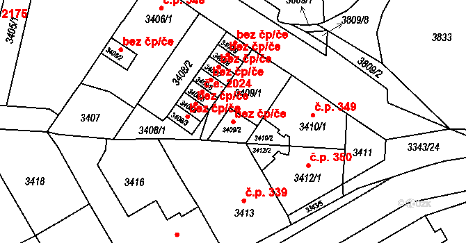 Jirkov 42936497 na parcele st. 3409/2 v KÚ Jirkov, Katastrální mapa