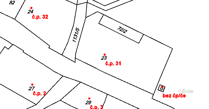 Podvihov 31, Opava na parcele st. 23 v KÚ Podvihov, Katastrální mapa