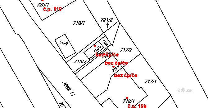 Třinec 46587497 na parcele st. 719/2 v KÚ Lyžbice, Katastrální mapa