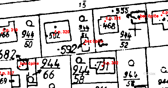 Osek 48022497 na parcele st. 592 v KÚ Osek u Rokycan, Katastrální mapa
