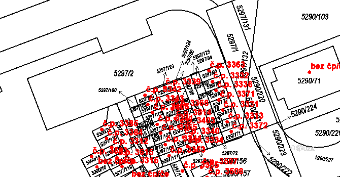 Přerov I-Město 3339, Přerov na parcele st. 5297/85 v KÚ Přerov, Katastrální mapa