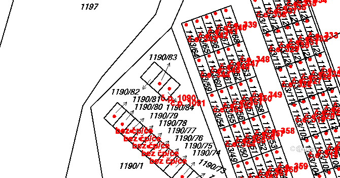 Bechyně 1091 na parcele st. 1190/84 v KÚ Bechyně, Katastrální mapa