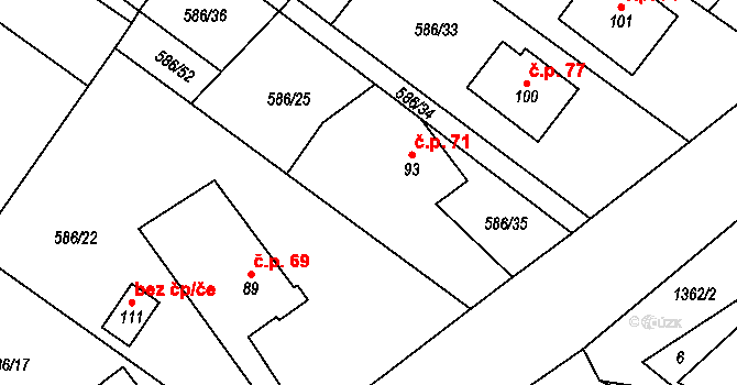 Velká Roudka 71, Velké Opatovice na parcele st. 93 v KÚ Velká Roudka, Katastrální mapa