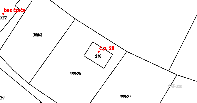 Křemení 25, Chotýšany na parcele st. 316 v KÚ Chotýšany, Katastrální mapa