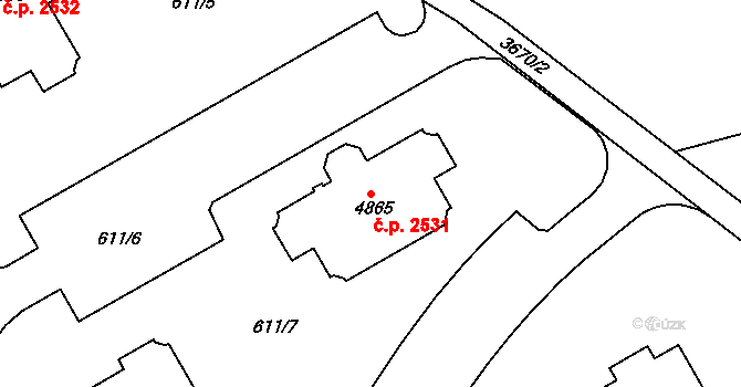 Rakovník II 2531, Rakovník na parcele st. 4865 v KÚ Rakovník, Katastrální mapa