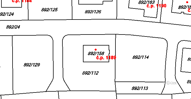Srubec 1189 na parcele st. 892/158 v KÚ Srubec, Katastrální mapa