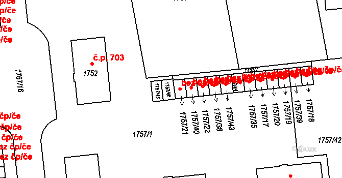 Praha 94204497 na parcele st. 1757/46 v KÚ Ruzyně, Katastrální mapa