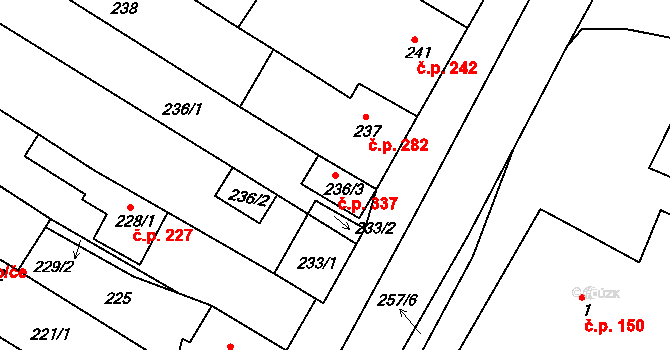 Milokošť 337, Veselí nad Moravou na parcele st. 236/3 v KÚ Milokošť, Katastrální mapa
