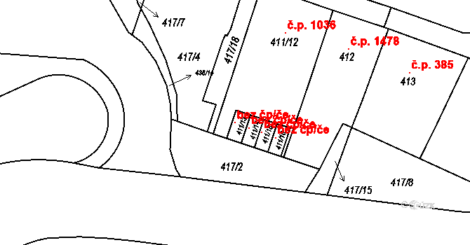 Praha 105123498 na parcele st. 411/13 v KÚ Holešovice, Katastrální mapa