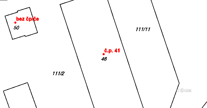 Svémyslice 41 na parcele st. 46 v KÚ Svémyslice, Katastrální mapa