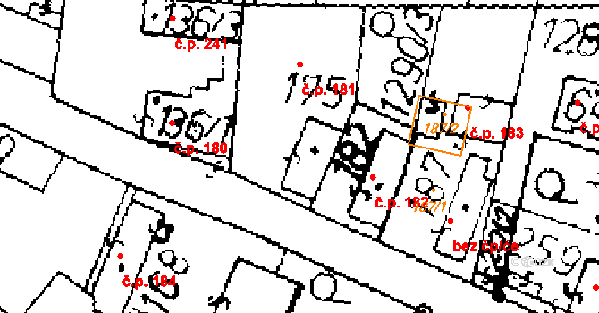 Přerov nad Labem 181 na parcele st. 175 v KÚ Přerov nad Labem, Katastrální mapa