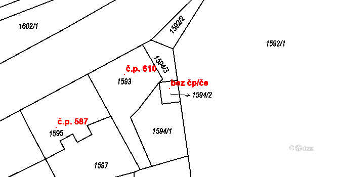 Kladno 119316498 na parcele st. 1594/2 v KÚ Motyčín, Katastrální mapa