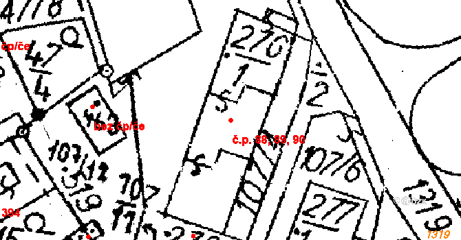 Markvartice 88,89,90, Jablonné v Podještědí na parcele st. 276/1 v KÚ Markvartice v Podještědí, Katastrální mapa