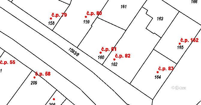 Mochov 81 na parcele st. 160 v KÚ Mochov, Katastrální mapa