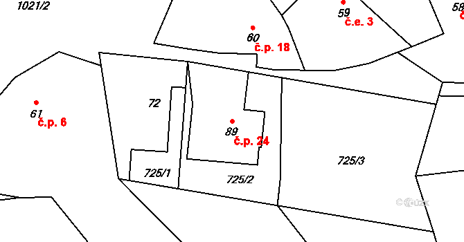 Vitanovice 24, Pěnčín na parcele st. 89 v KÚ Pěnčín, Katastrální mapa