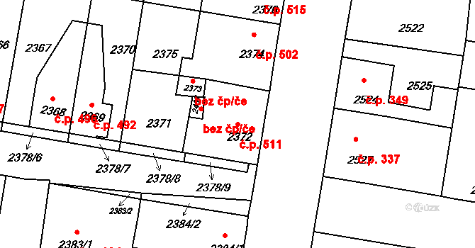 Mimoň I 511, Mimoň na parcele st. 2372 v KÚ Mimoň, Katastrální mapa