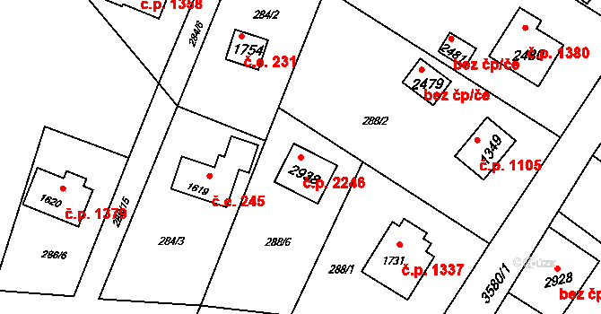 Rožnov pod Radhoštěm 2246 na parcele st. 2938 v KÚ Rožnov pod Radhoštěm, Katastrální mapa