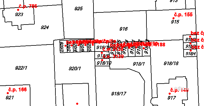 Klíše 3136, Ústí nad Labem na parcele st. 918/9 v KÚ Klíše, Katastrální mapa