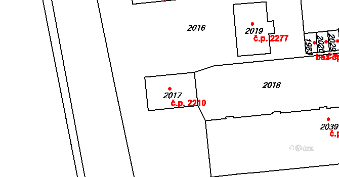 Ústí nad Labem-centrum 2210, Ústí nad Labem na parcele st. 2017 v KÚ Ústí nad Labem, Katastrální mapa