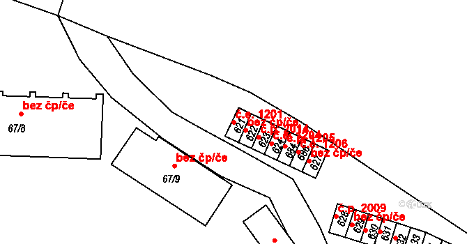 Černčice 1201 na parcele st. 621 v KÚ Černčice u Loun, Katastrální mapa