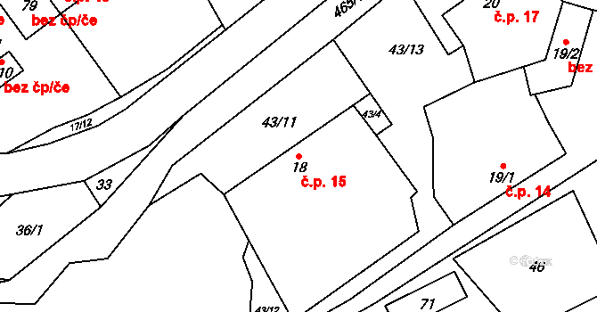 Lešov 15, Pelhřimov na parcele st. 18 v KÚ Lešov, Katastrální mapa