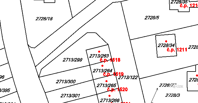 Pelhřimov 1518 na parcele st. 2713/263 v KÚ Pelhřimov, Katastrální mapa