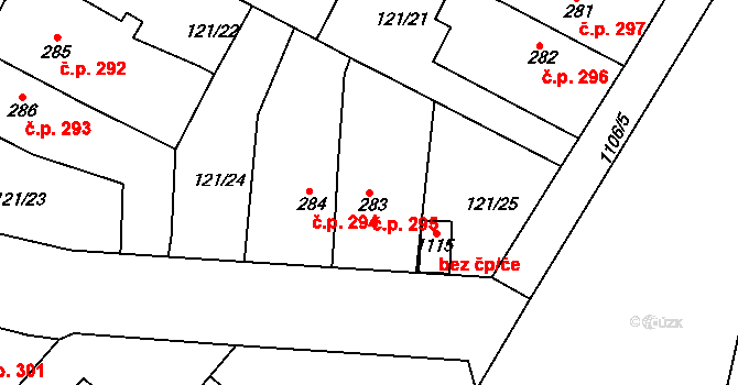 Staňkov II 295, Staňkov na parcele st. 283 v KÚ Staňkov-ves, Katastrální mapa