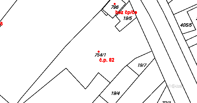 Černilov 82 na parcele st. 754/1 v KÚ Černilov, Katastrální mapa