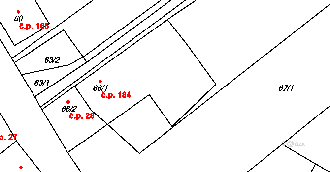 Klikov 184, Suchdol nad Lužnicí na parcele st. 66/1 v KÚ Klikov, Katastrální mapa