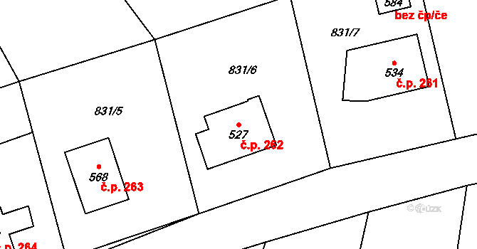 Havlovice 262 na parcele st. 527 v KÚ Havlovice, Katastrální mapa
