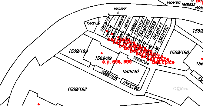 Liberec XV-Starý Harcov 698,699, Liberec na parcele st. 1569/40 v KÚ Starý Harcov, Katastrální mapa