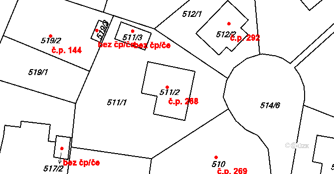 Malé Předměstí 268, Horšovský Týn na parcele st. 511/2 v KÚ Horšovský Týn, Katastrální mapa